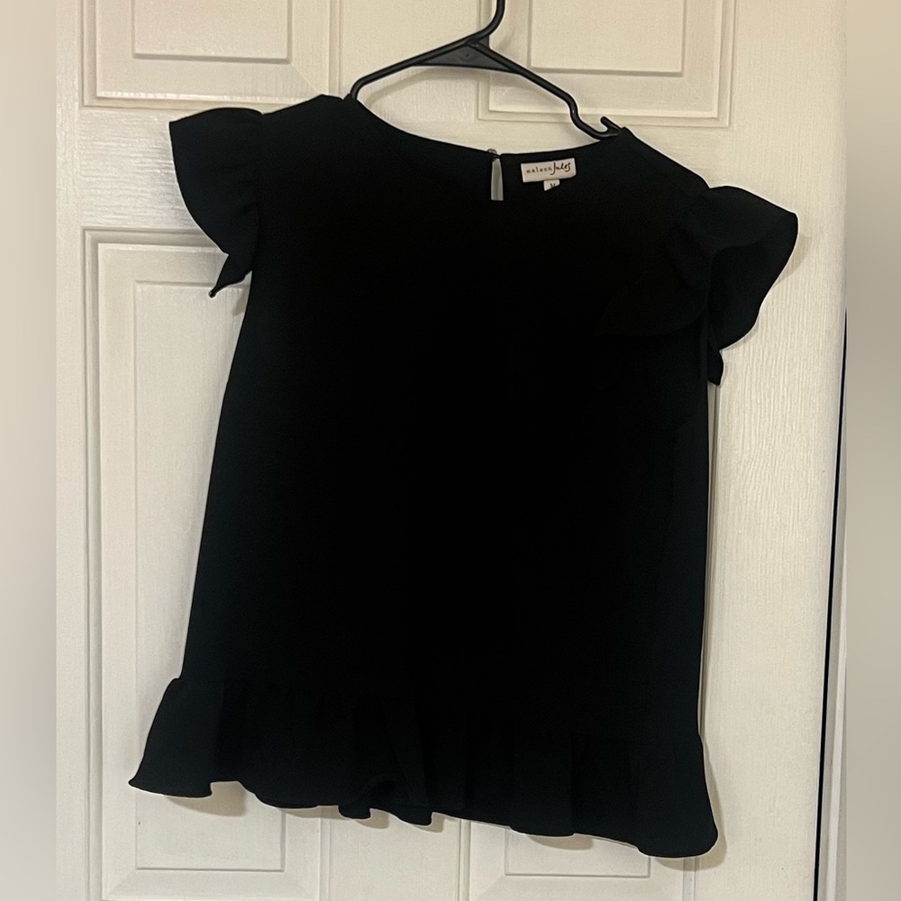 Maison Jules Black Ruffle Blouse